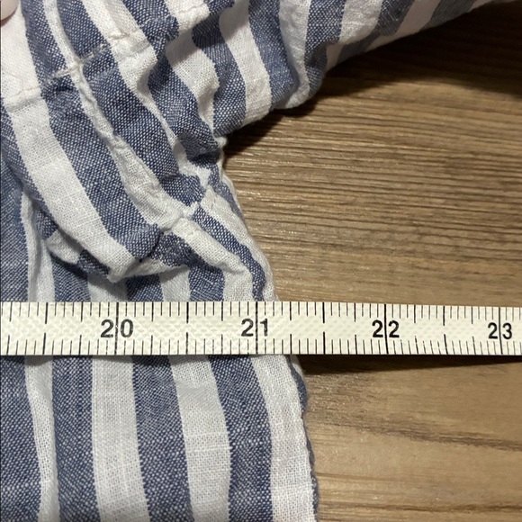 Lola River short sleeved button up shirt Blue white stripe Boxy womens L Cotton - Picture 4 of 8